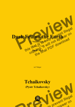 page one of Tchaikovsky-Dusk Fell on the Earth,in F Major 