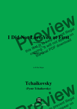 page one of Tchaikovsky-I Did Not Love You at First,in B flat Major 