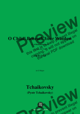 page one of Tchaikovsky-Serenade:O Child! Beneath Your Window,in G Major 