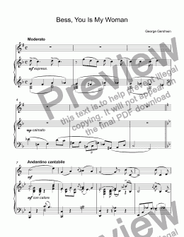 page one of Gershwin, George - Bess, You Is My Woman for trumpet Bb & piano