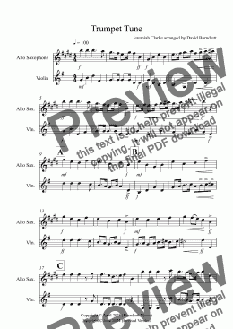 page one of Trumpet Tune for Alto Saxophone and Violin Duet