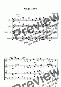 page one of Mug's Game - Wind Quartet