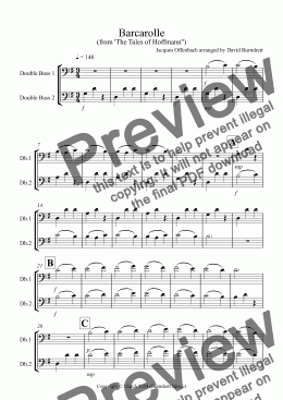 page one of Barcarolle "The Tales Of Hoffman" for Double Bass Duet