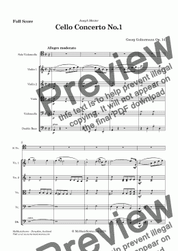 page one of Goltermann Cello Concerto No.1 Op. 14 for Cello and String Orchestra