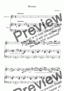 page one of Reverie - French Horn Solo