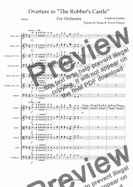 page one of Overture to The Robber's Castle - Kuhlau - Orchestra - Score