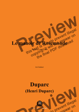 page one of Duparc-Le manoir de Rosemonde,in d minor