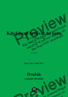 page one of A. Dvořák-Když jsem se díval do nebe(When I was looking to the sky),in d minor