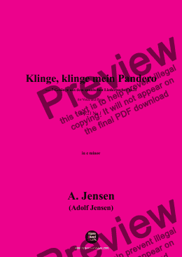 page one of A. Jensen-Klinge,klinge mein Pandero,in e minor,Op.21 No.1