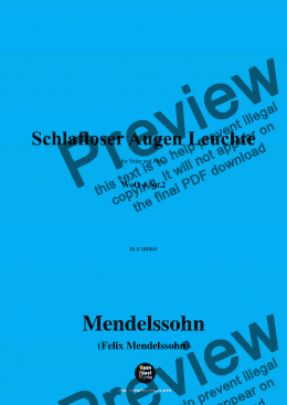 page one of F. Mendelssohn-Schlafloser Augen Leuchte,WoO 4 No.2,from '2 Romances,WoO 4',in e minor