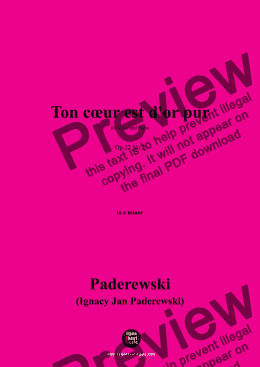 page one of Paderewski-Ton cœur est d'or pur(1904),Op.22 No.2,in e minor