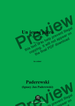 page one of Paderewski-Un jeune pâtre(1904),Op.22 No.5,in a minor