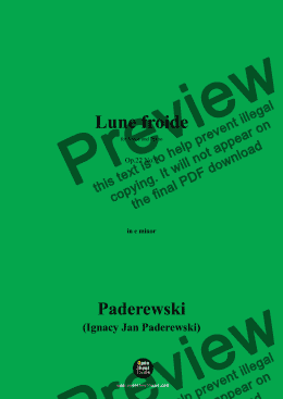 page one of Paderewski-Lune froide(1904),Op.22 No.9,in e minor