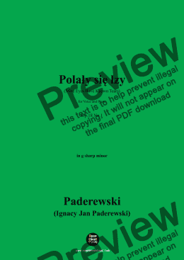 page one of Paderewski-Polały się łzy(Mine Eyes Have Known Tears)(1893),Op.18 No.1,in g sharp minor