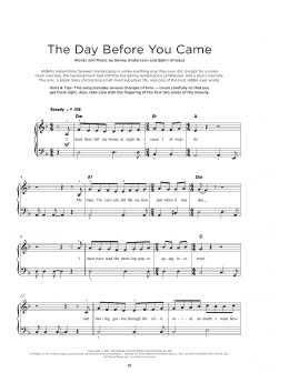 page one of The Day Before You Came (Really Easy Piano)