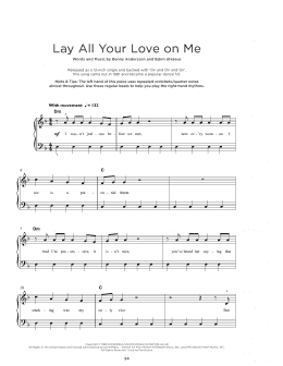 page one of Lay All Your Love On Me (Really Easy Piano)