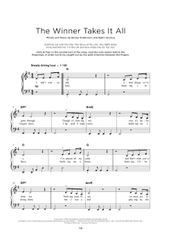 page one of The Winner Takes It All (Really Easy Piano)