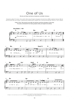 page one of One Of Us (Really Easy Piano)