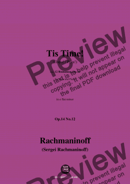 page one of Rachmaninoff-Tis Time!(Пора!;Pora!),in e flat minor,Op.14 No.12