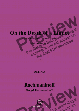 page one of Rachmaninoff-On the Death of a Linnet(На смерть чижика;Na smert' chizhika),in c minor,Op.21 No.8