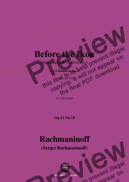 page one of Rachmaninoff-Before the Ikon(Пред иконой;Pred ikonoy),in e flat minor,Op.21 No.10