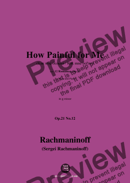 page one of Rachmaninoff-How Painful for Me(Как мне больно;Kak mne bol'no),in g minor,Op.21 No.12