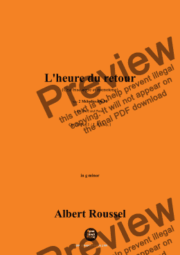 page one of A. Roussel-L'heure du retour(Une bise aigre et monotone)(1934),Op.50 No.1,in g minor