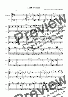 page one of Salut d'Amour for Euphonium and Tuba Duet