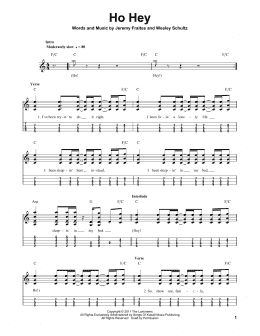 page one of Ho Hey (Mandolin Tab)