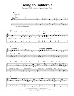 page one of Going To California (Mandolin Tab)