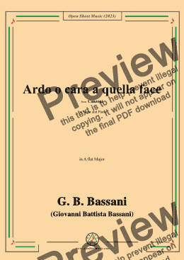 page one of G. B. Bassani-Ardo o cara a quella face,in A flat Major 