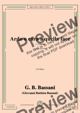 page one of G. B. Bassani-Ardo o cara a quella face,in B Major 