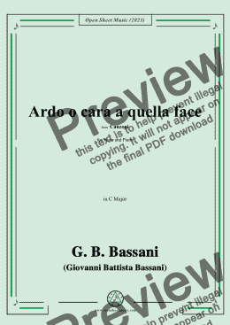 page one of G. B. Bassani-Ardo o cara a quella face,in C Major 