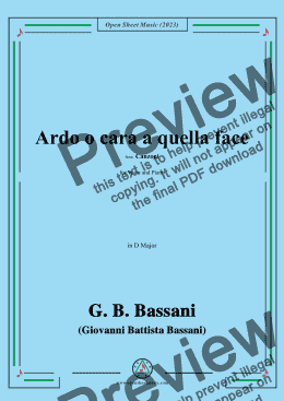 page one of G. B. Bassani-Ardo o cara a quella face,in D Major 