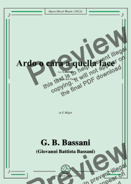 page one of G. B. Bassani-Ardo o cara a quella face,in E Major