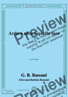 page one of G. B. Bassani-Ardo o cara a quella face,in E flat Major