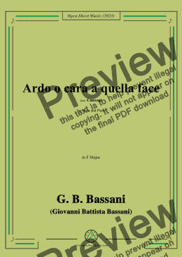 page one of G. B. Bassani-Ardo o cara a quella face,in F Major 