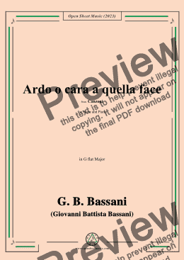 page one of G. B. Bassani-Ardo o cara a quella face,in G flat Major 