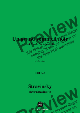 page one of Stravinsky-Un grand sommeil noir(1910),K011 No.1,in b flat minor