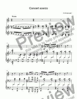 page one of Arutyunyan, Alexander - Concert scerzo for trumpet Bb & piano