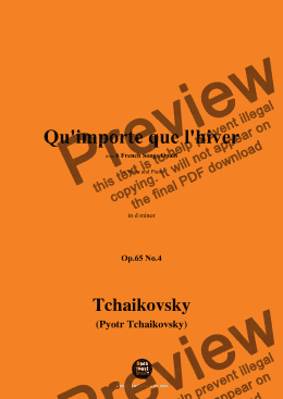 page one of Tchaikovsky-Qu'importe que l'hiver,Op.65 No.4,in d minor