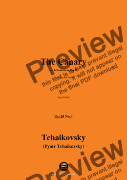 page one of Tchaikovsky-The Canary,in g minor,Op.25 No.4