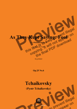 page one of Tchaikovsky-As They Kept Saying:Fool,in g minor,Op.25 No.6