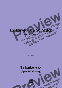 page one of Tchaikovsky-He Loved Me So Much,in d minor,Op.28 No.4