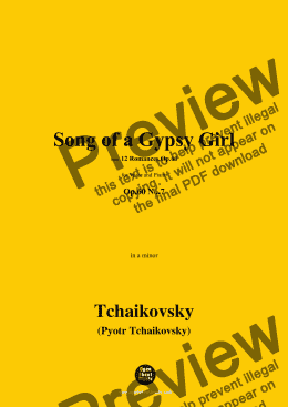 page one of Tchaikovsky-Song of a Gypsy Girl,in a minor,Op.60 No.7