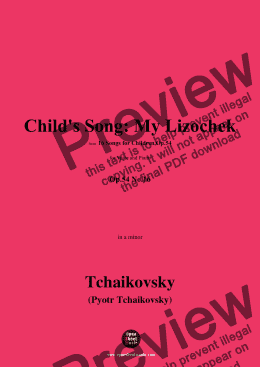 page one of Tchaikovsky-Child's Song:My Lizochek,in a minor,Op.54 No.16