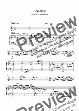 page one of Analogue - Alto Flute and Piano