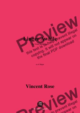 page one of Vincent Rose-Linger Awhile,in A Major