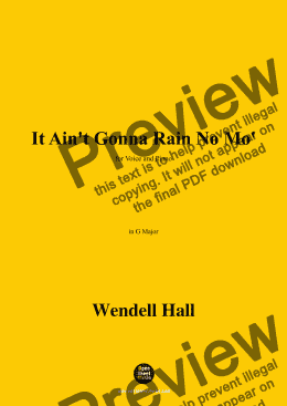 page one of Wendell Hall-It Aint Gonna Rain No Mo,in G Major