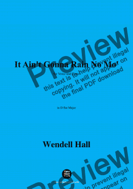 page one of Wendell Hall-It Aint Gonna Rain No Mo,in D flat Major